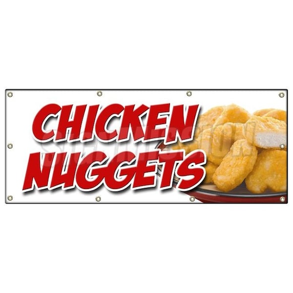 CHICKEN NUGGETS BANNER SIGN fried nuggets fingers tenders food white